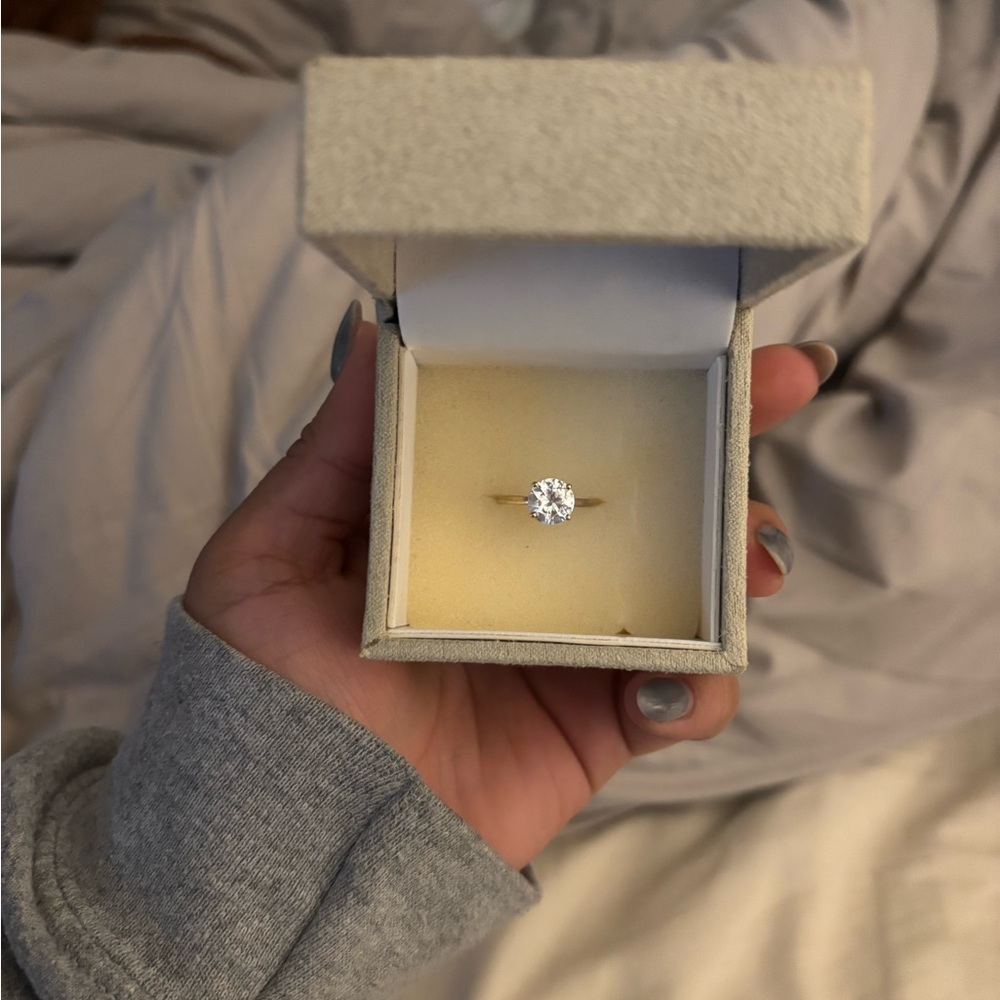 Silver Solitaire Ring With Clear Gemstone - image 1